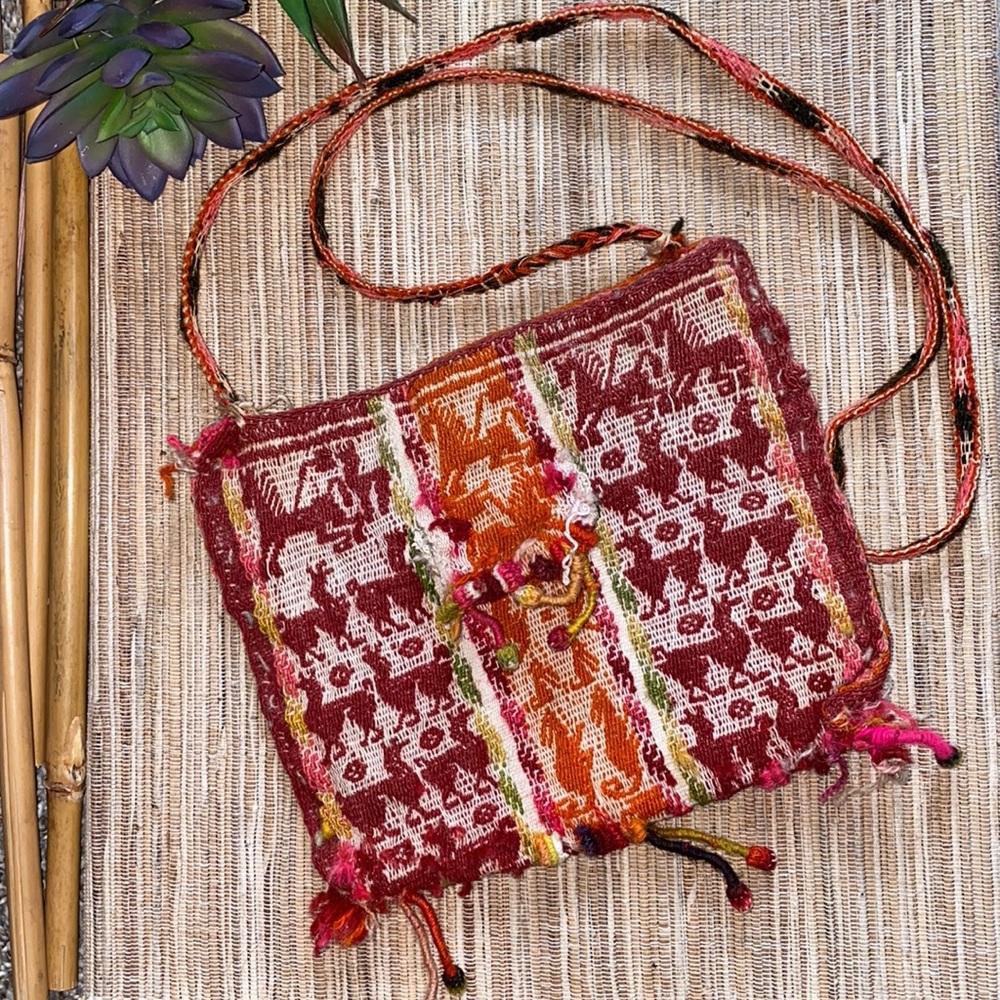 Vintage Peruvian Woven Bag Boho Purse